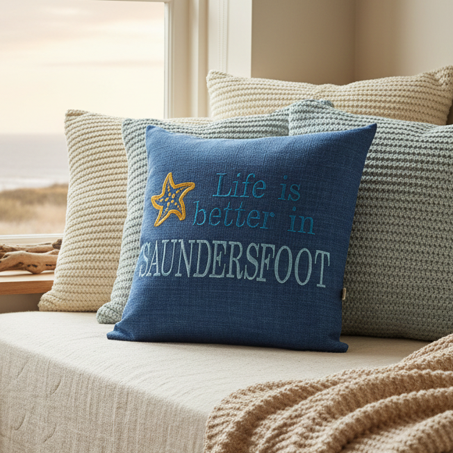LIfe is better in Saundersfoot cushion
