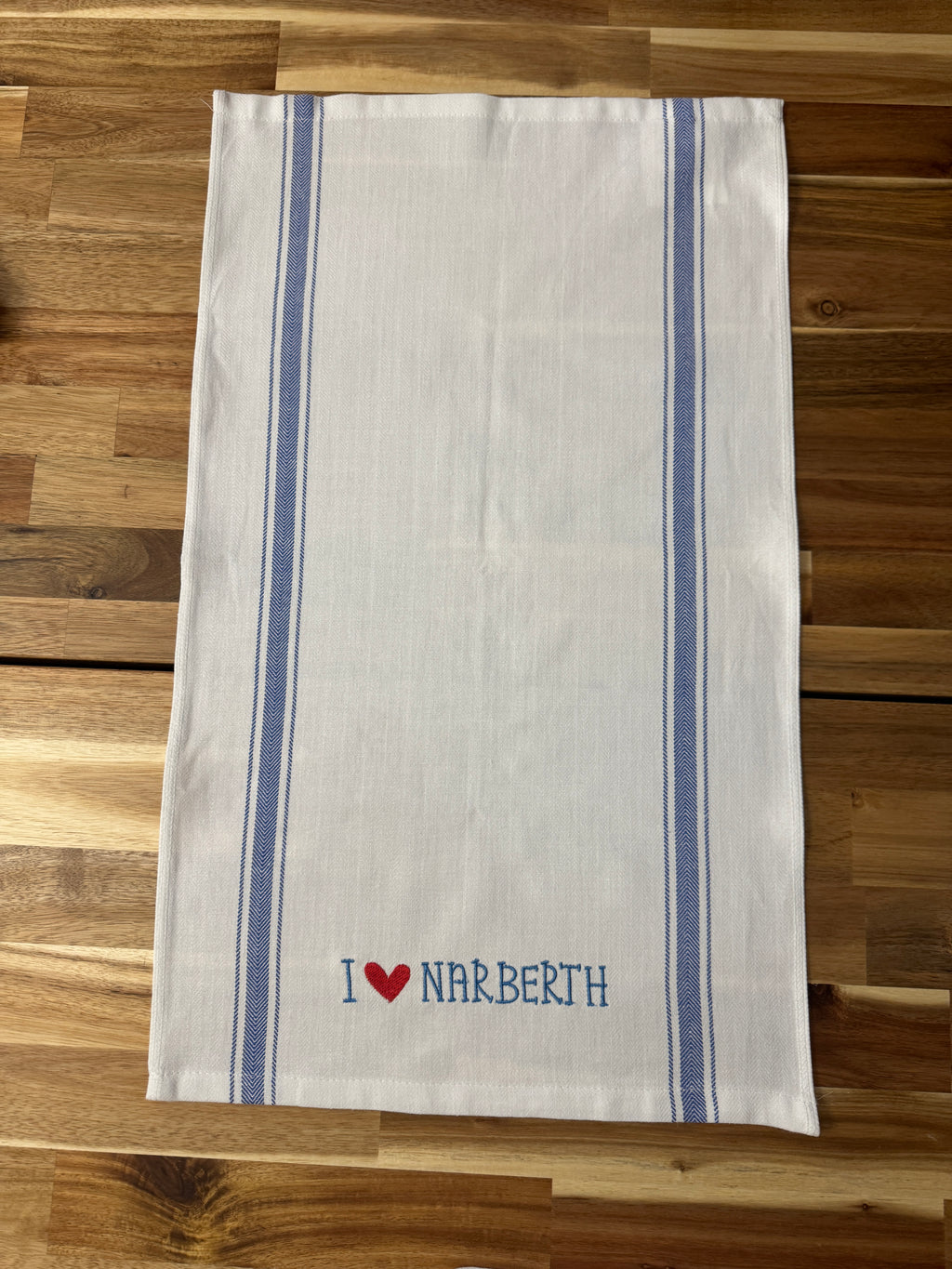 I Love Narberth Embroidered Tea Towel