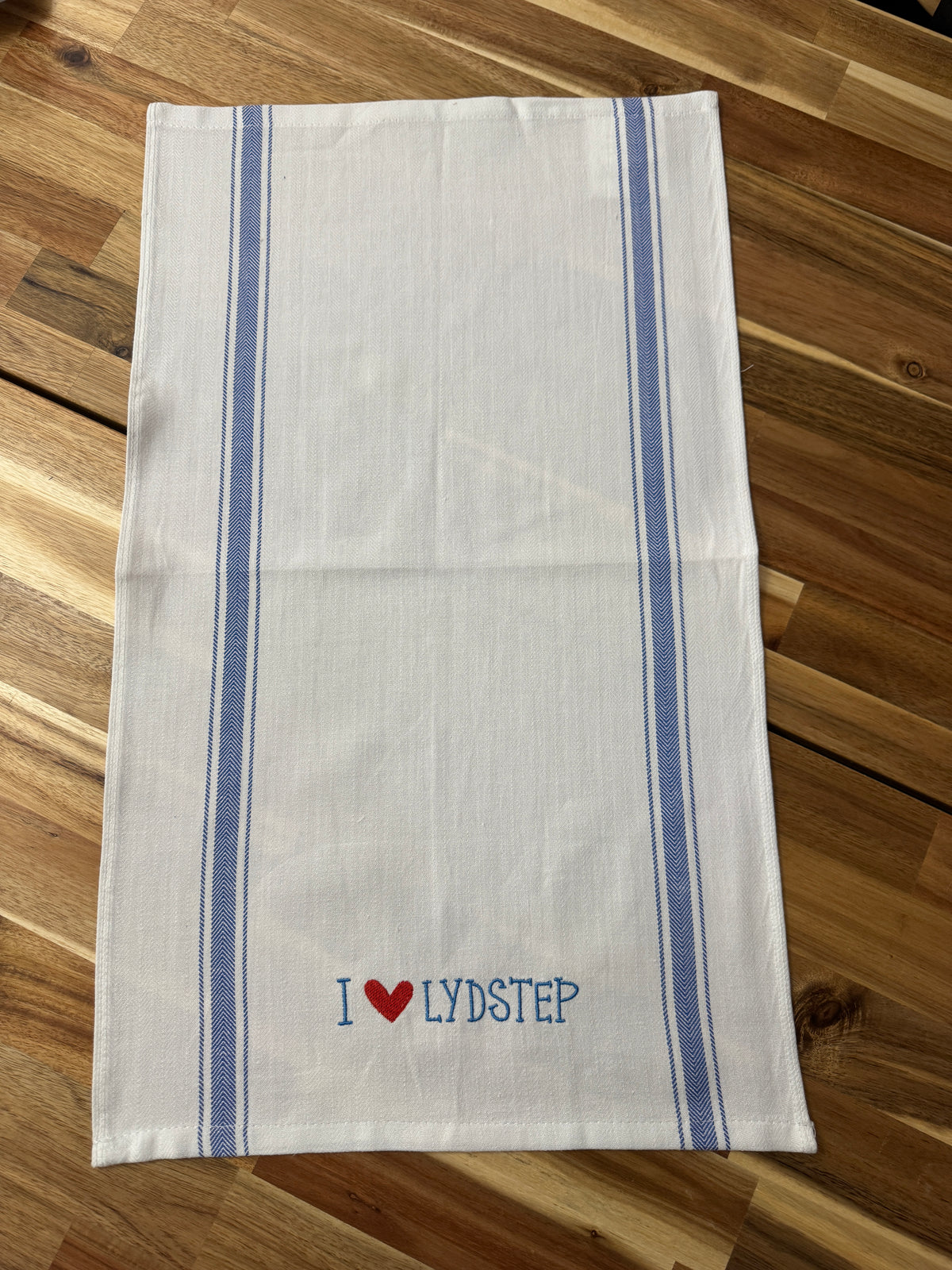 I Love Lydstep Embroidered Tea Towel