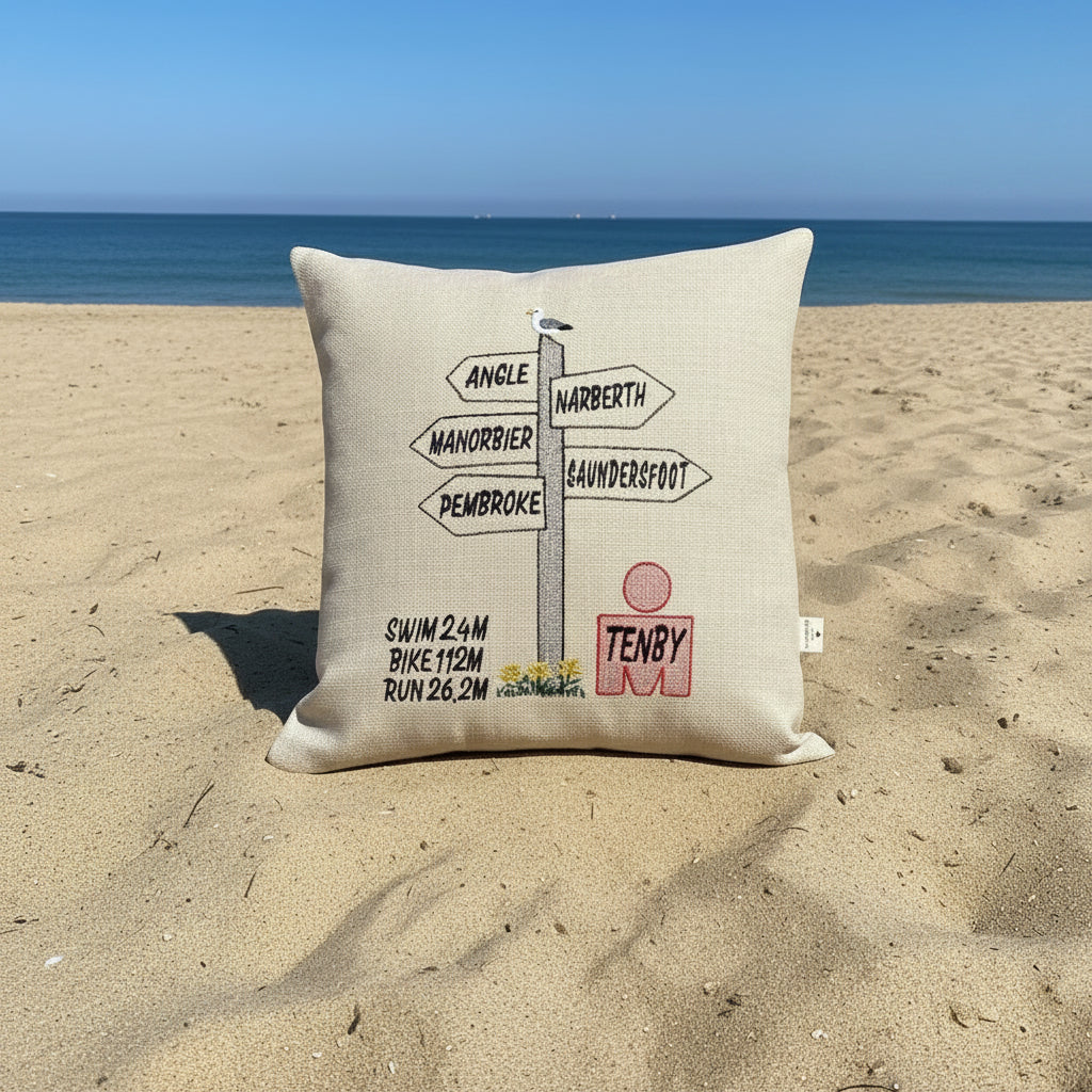 Ironman Wales Embroidered Cushion