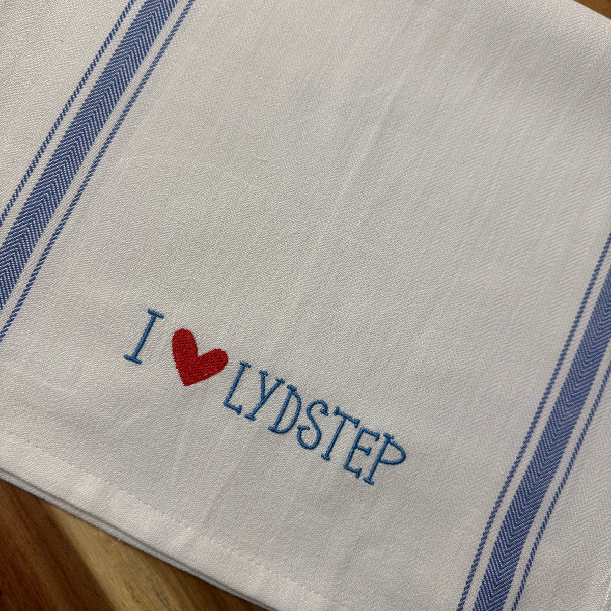 I Love Lydstep Embroidered Tea Towel