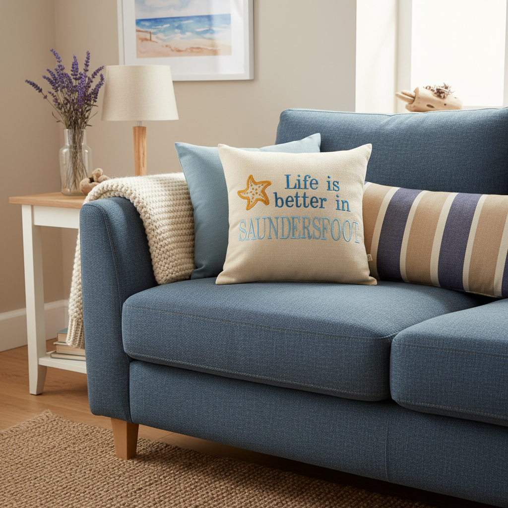 Blue cushion lifestyle
