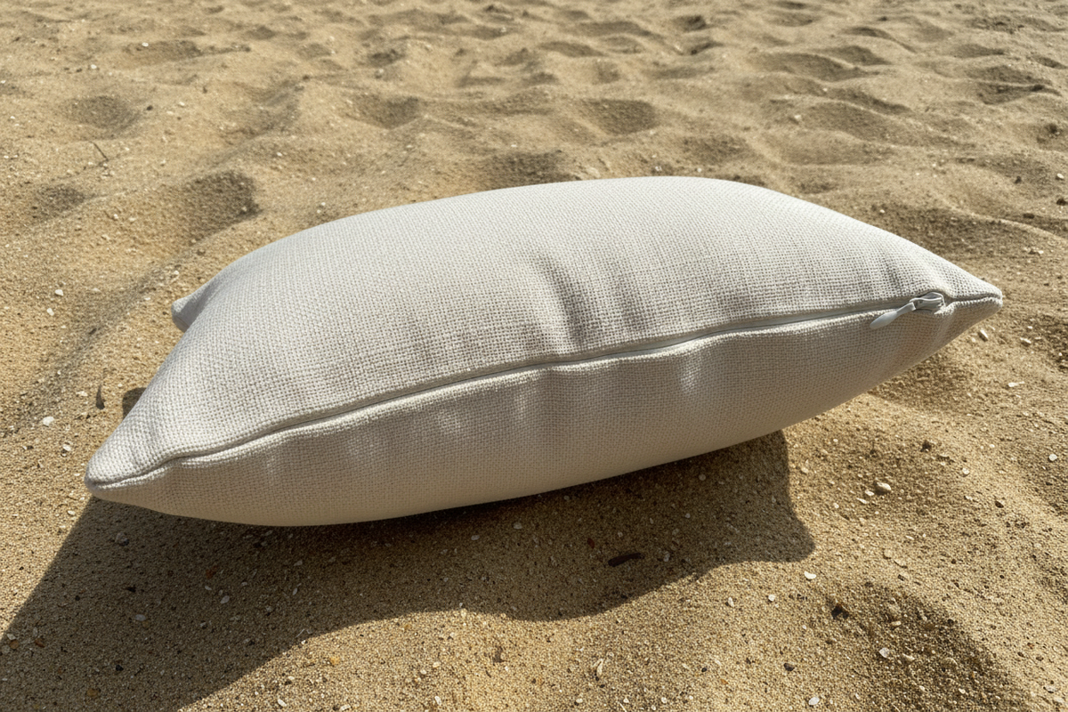 Cushion zip at same angle on sand background