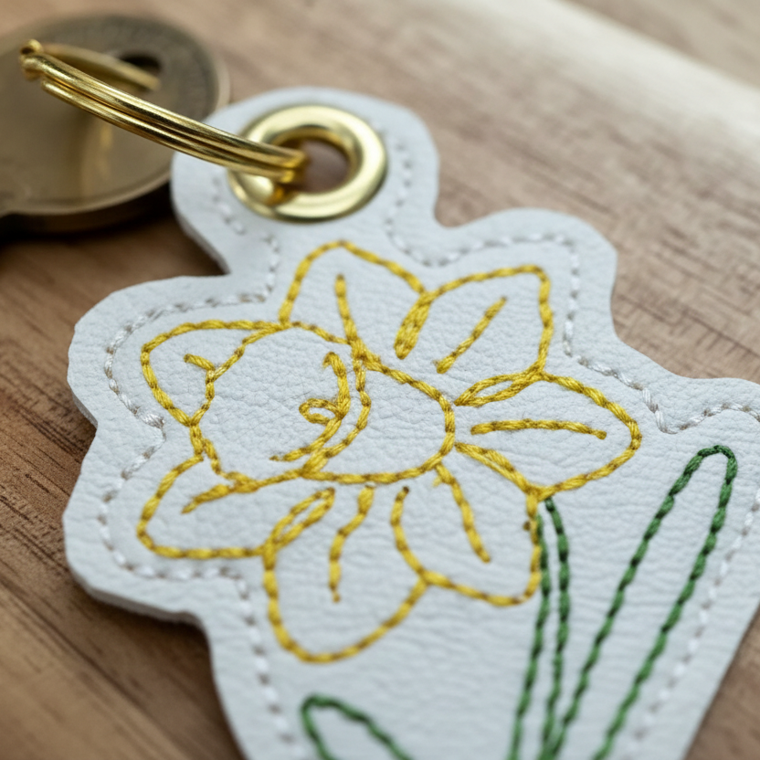 Daffodil keyring close-up