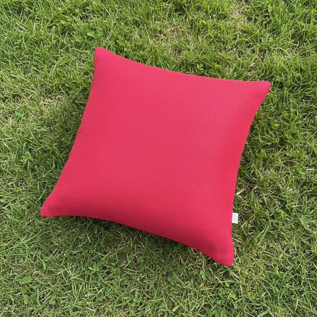 Red Cushion Back on Grass