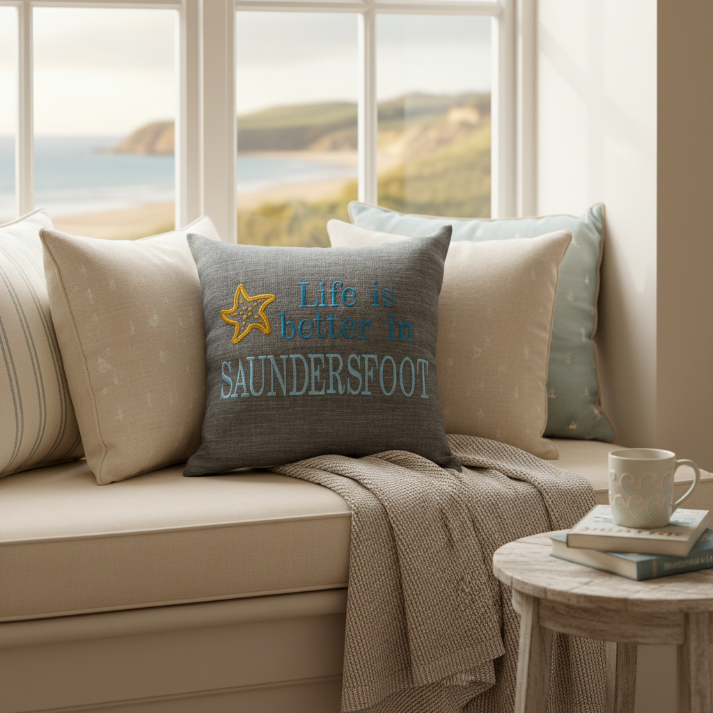 Life is better in Saundersfoot cushion