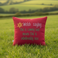 Welsh Saying Cushion Square in Field